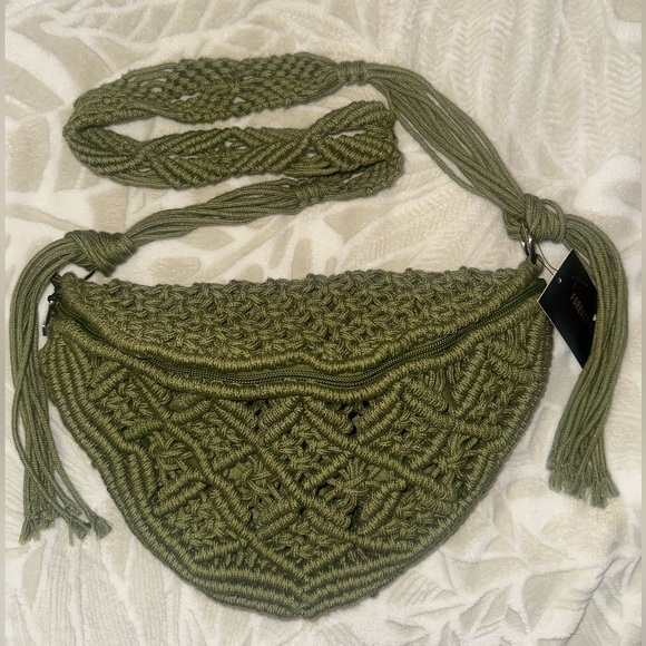 NWT F21  GREEN MACRAME BAG - Picture 6 of 8